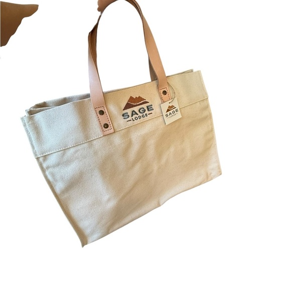 Sage Lodge Cream and Tan Tote Bag - Picture 3 of 6